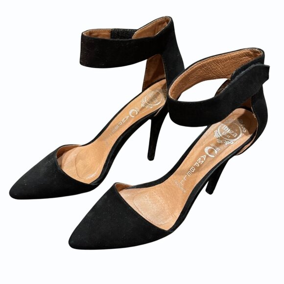 Jeffrey Campbell Solitaire Black Suede Pumps Shoes Size 8 Ankle - Picture 5 of 11